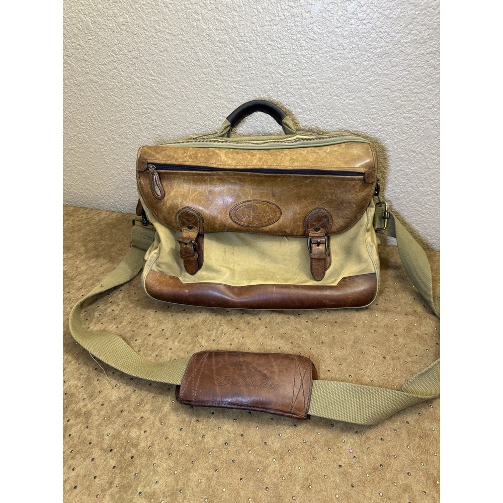Bob Timberlake Messenger Carry On Laptop Overnight Canvas Leather‎ Luggage Bag